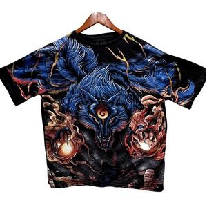 Rock Chang Wild Blue Wolf OVP 3D T-Shirt Men's Size L Glow In The Dark TCP